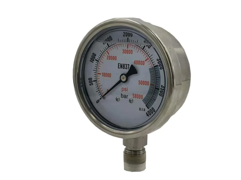 Hot Sale Model: Yb100-100 100MPa High Pressure Stainless Steel Liquid Filled Pressure Gauge with Bottom Connection in M20X1.5 or G1/2''