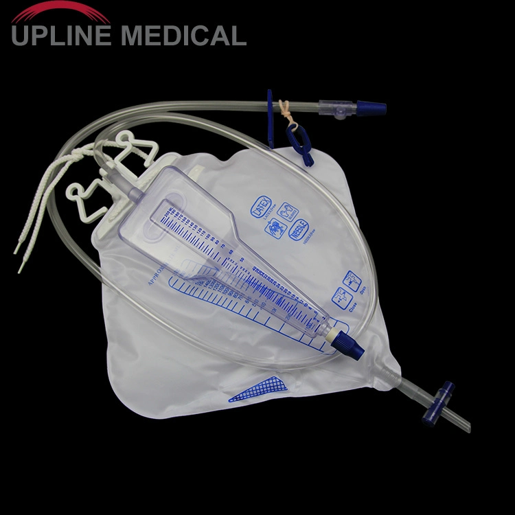 Sac à urine jetable de 2 000 ml pour adulte avec valve push-pull