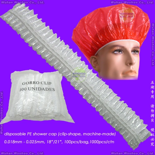 Disposable Polyethylene Clip Shower Cap