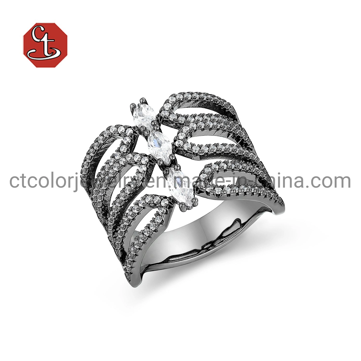 Fashion Jewerly women and Men Micro Pave Cubic Zircon 925 Silver Rings