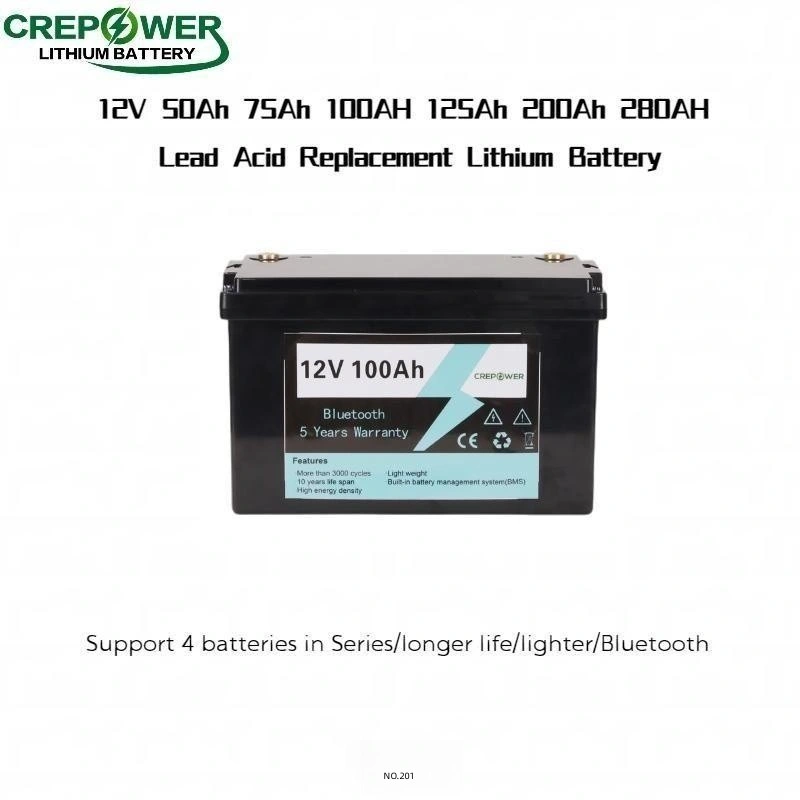 12V 50ah 75ah 125ah Multiple Modular Easy Installatio LiFePO4 Solar Lithium Battery