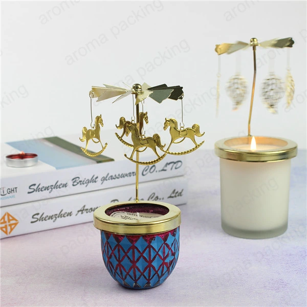 Xmas Spinning Tea Light Gold Candle Cup Spinning Metal Candle Holder