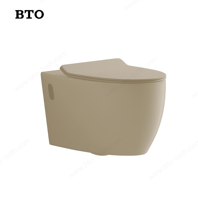 Khaki Ceramic Sanitary Ware pared moderna baño pared sin borde El inodoro colgado