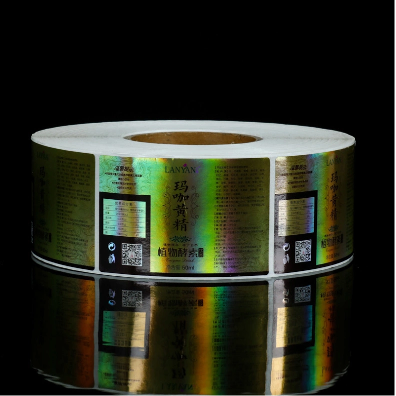 Papier/PVC/PE/vinyle/plastique/hologramme nettoyant pour impression bière shampooing pour le corps du vin huile d'olive Emballage Golden carton alimentaire autocollant étiquette adhésif rouleau d'impression