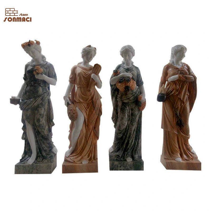 Garden Decoration Stone Carved European Four Seasons Marble Woman Statue