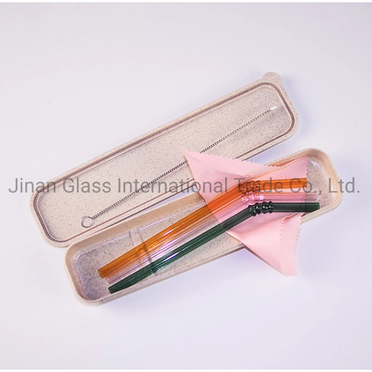 Clear Reusable Glass Drinking Straw Cleaning Brush Wedding Birthday Party Drink Straws Dribking Glass Pipette