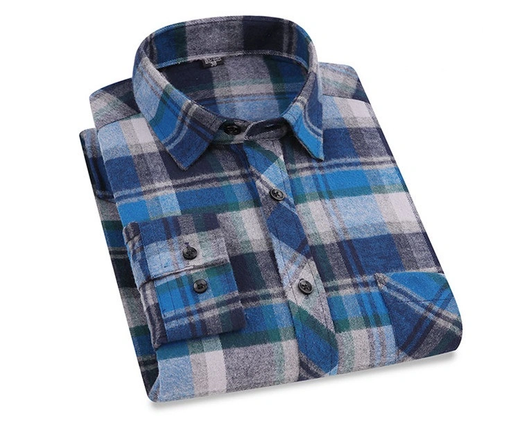 2022good Quality Wholesale/Supplier High quality/High cost performance England Style Flannel Cotton Long Sleeves Plaid Slim Fit Men 's Shirts