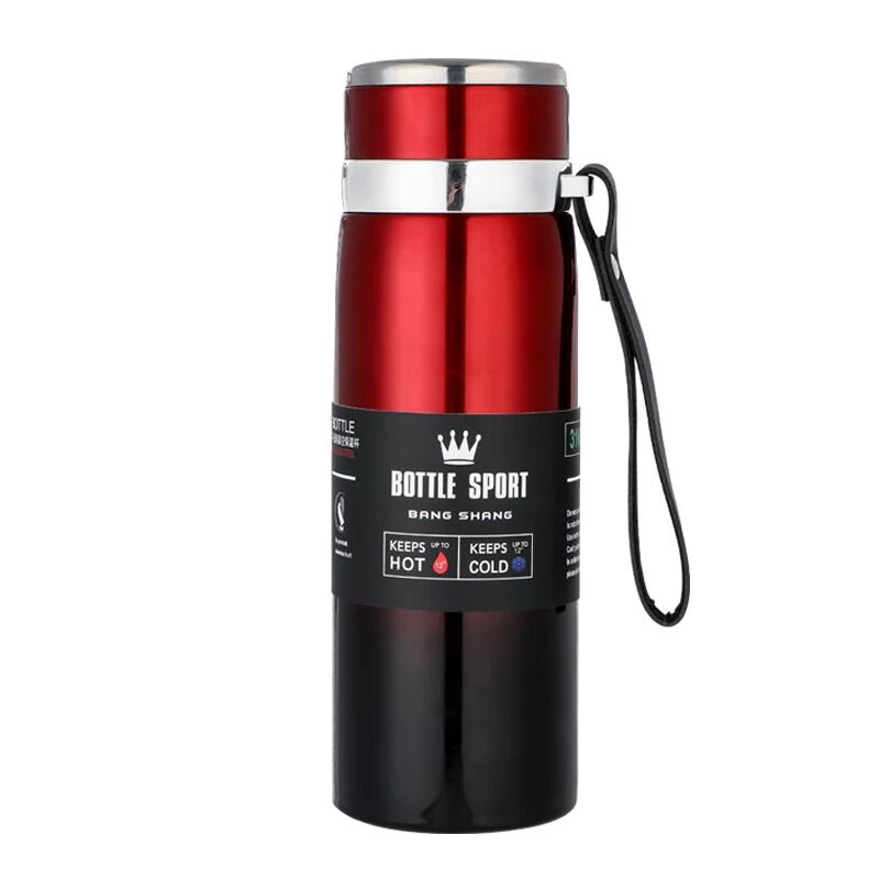 Benutzerdefinierte Logo Thermos Vakuum-Kolben Outdoor Tragbare Seil Filter Isoliert Edelstahl Wasserflasche
