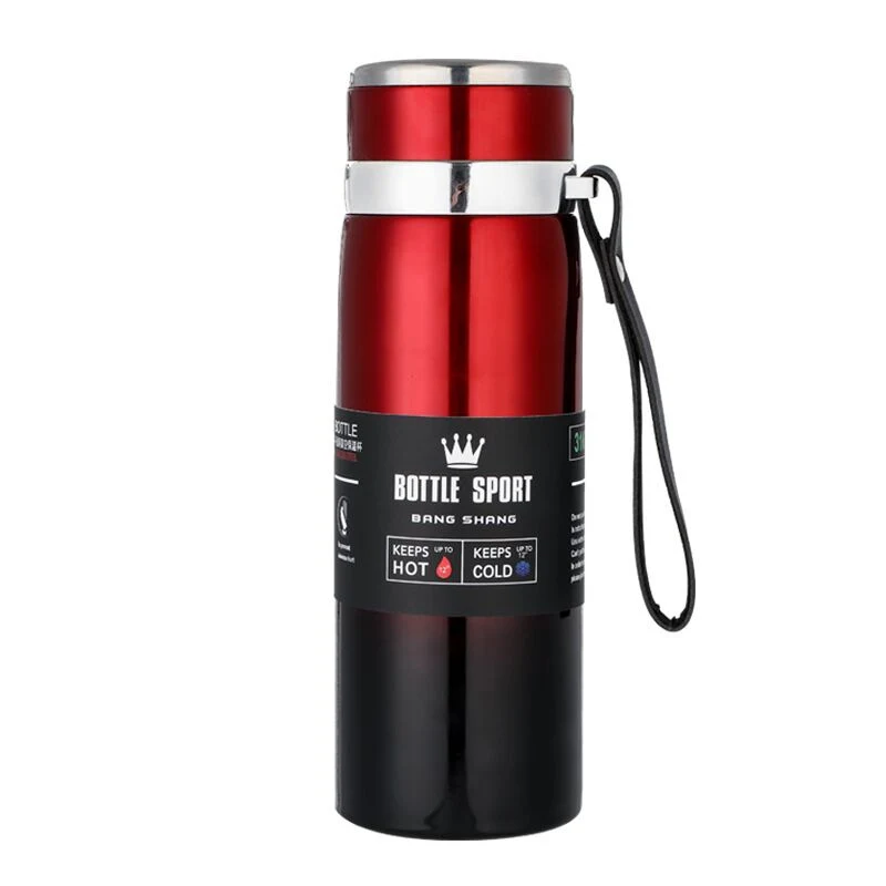 Thermos personnalisé avec logo, bouteille d'eau en acier inoxydable isolée avec filtre et corde portable pour une utilisation en extérieur