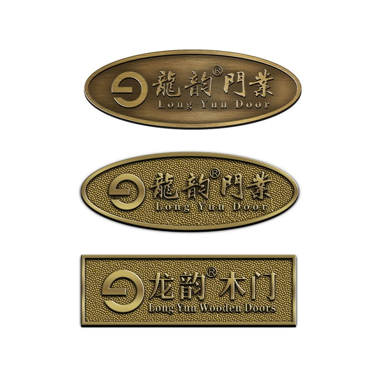 Copper Etched Embossed Engraved Furniture Kitchen Door Fashion Clothing Handbag Shoes Product Metal Label Appliance Plate Company Logo Name Pin Tag