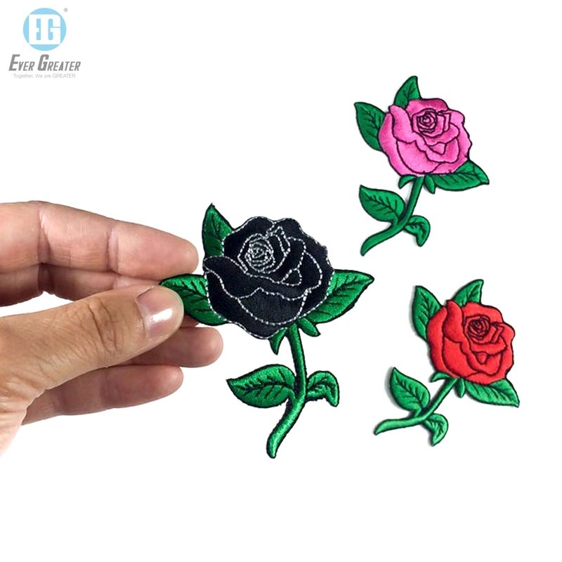 Custom High quality/High cost performance  Reflective Embroidery Patch Flower