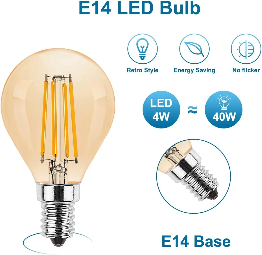 Lâmpada LED tipo vela âmbar regulável Halolite de 4 W E14 G45 Luzes