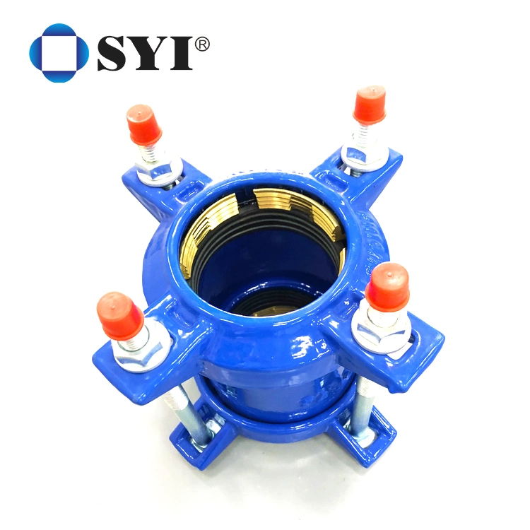 Syi Large Diameter Ductile Iron PE Restrained Coupling Connectors with Brass Thrust Ring