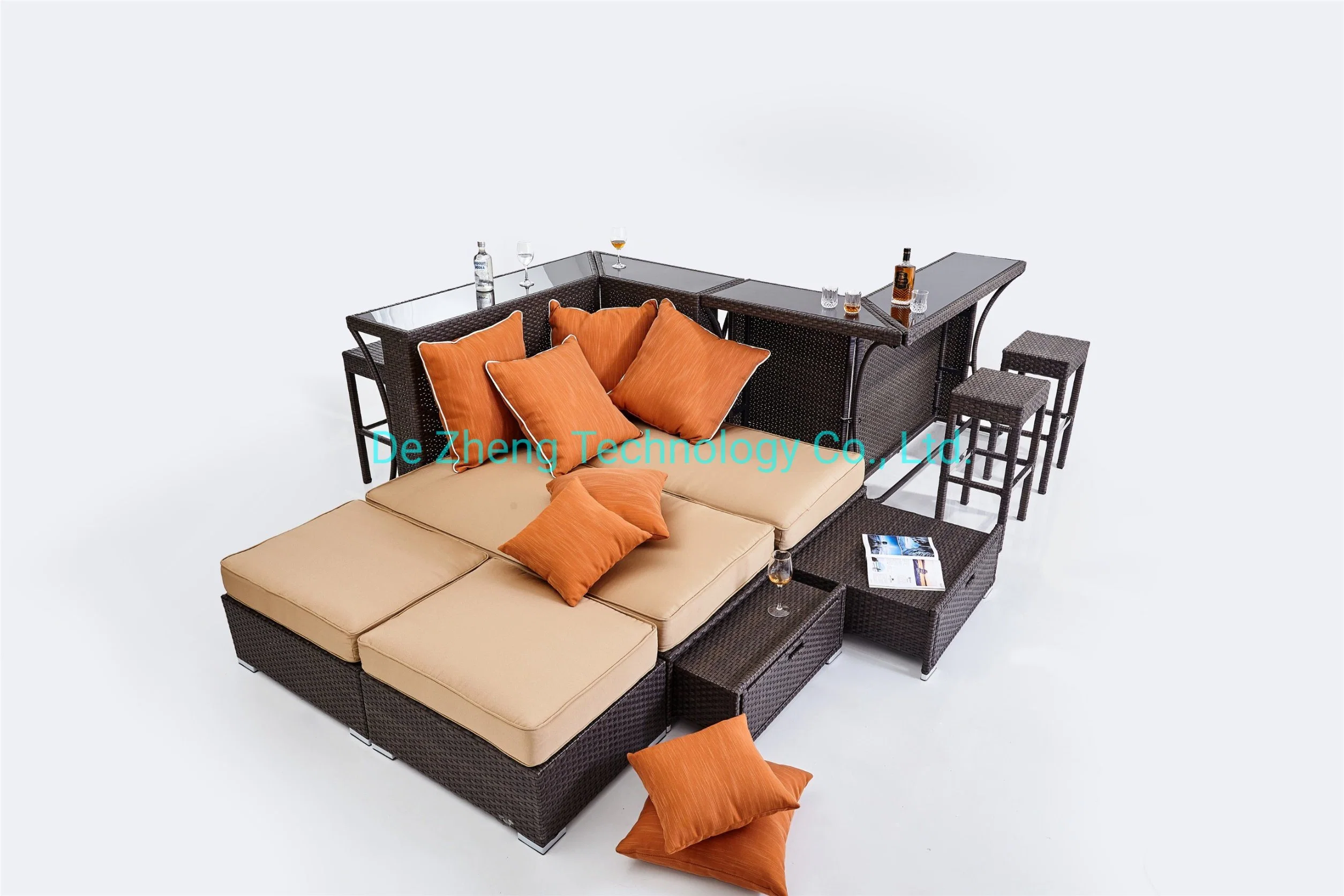 Leisure Luxury Metal High Bar Furniture Rattan Aluminum Garden Bar Table