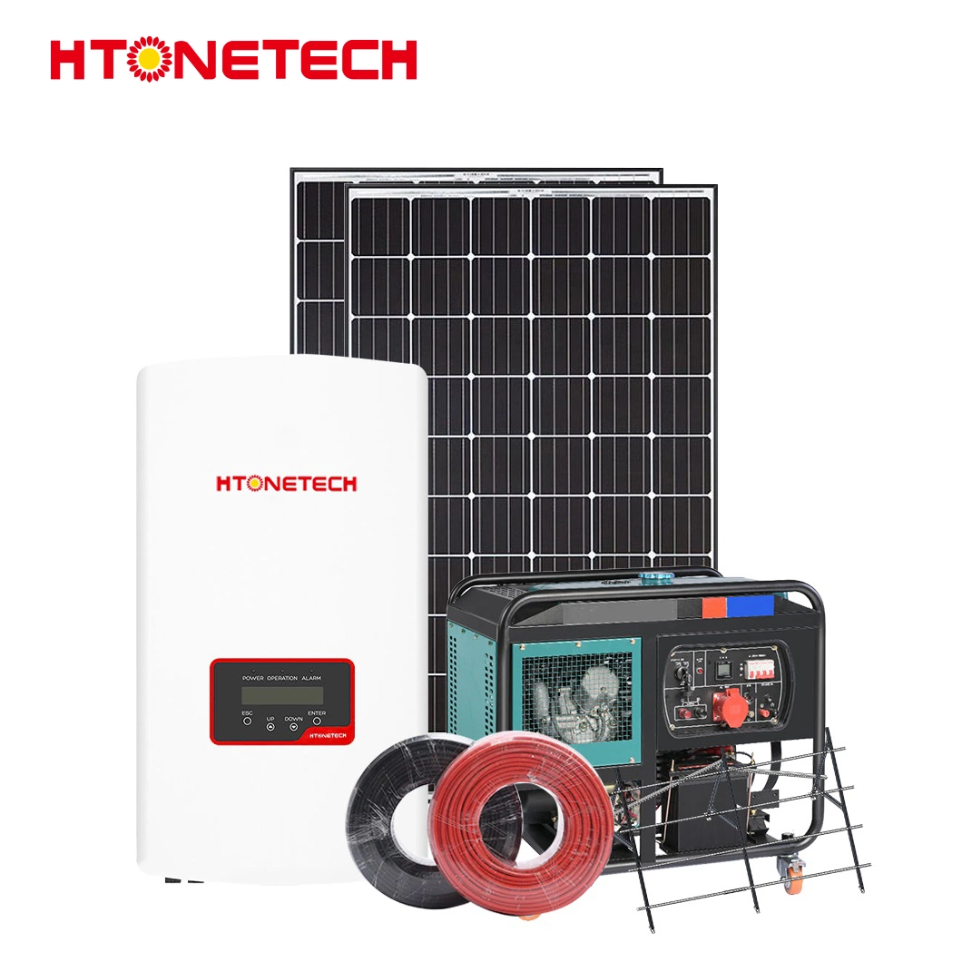 Htonetech Mono Crystal Solar Panels 250W Factory Wind Solar Hybrid Power System Inverter China 20kwh Solar Power System with 24V Diesel Generators