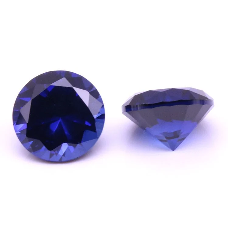 Sapphire synthétique 34# forme ronde Loose Faceted Gemstone pour bijoux Réglage