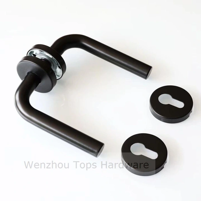 Modern Metal Stainless Steel Interior Door Lever Black Handle