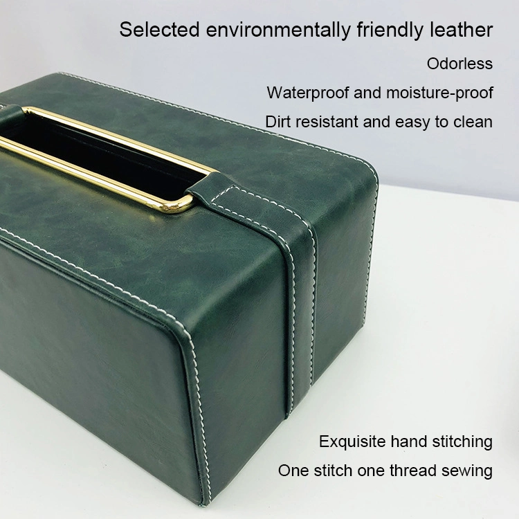 European Style High quality/High cost performance  Rectangular Leather Face Paper Tissue Boxes for Car and Home