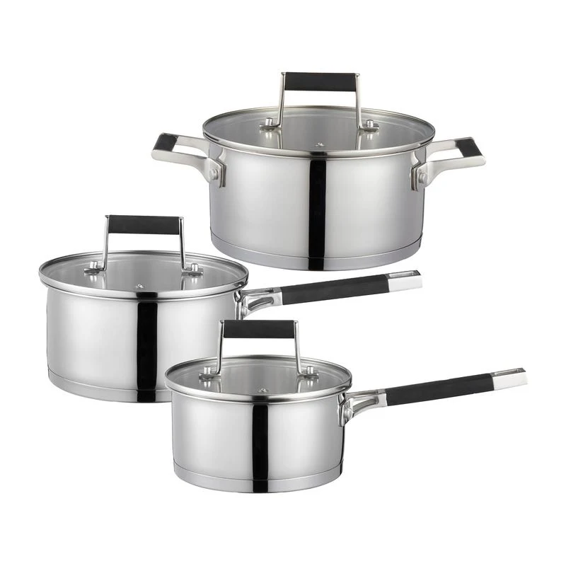 Stainless Steel Cookware Set 12PCS with Tempered Flat Glass Lid, Metal Soup Pots and Pans Induction Compatible, Non Stick Kitchenware for Any Cooktops