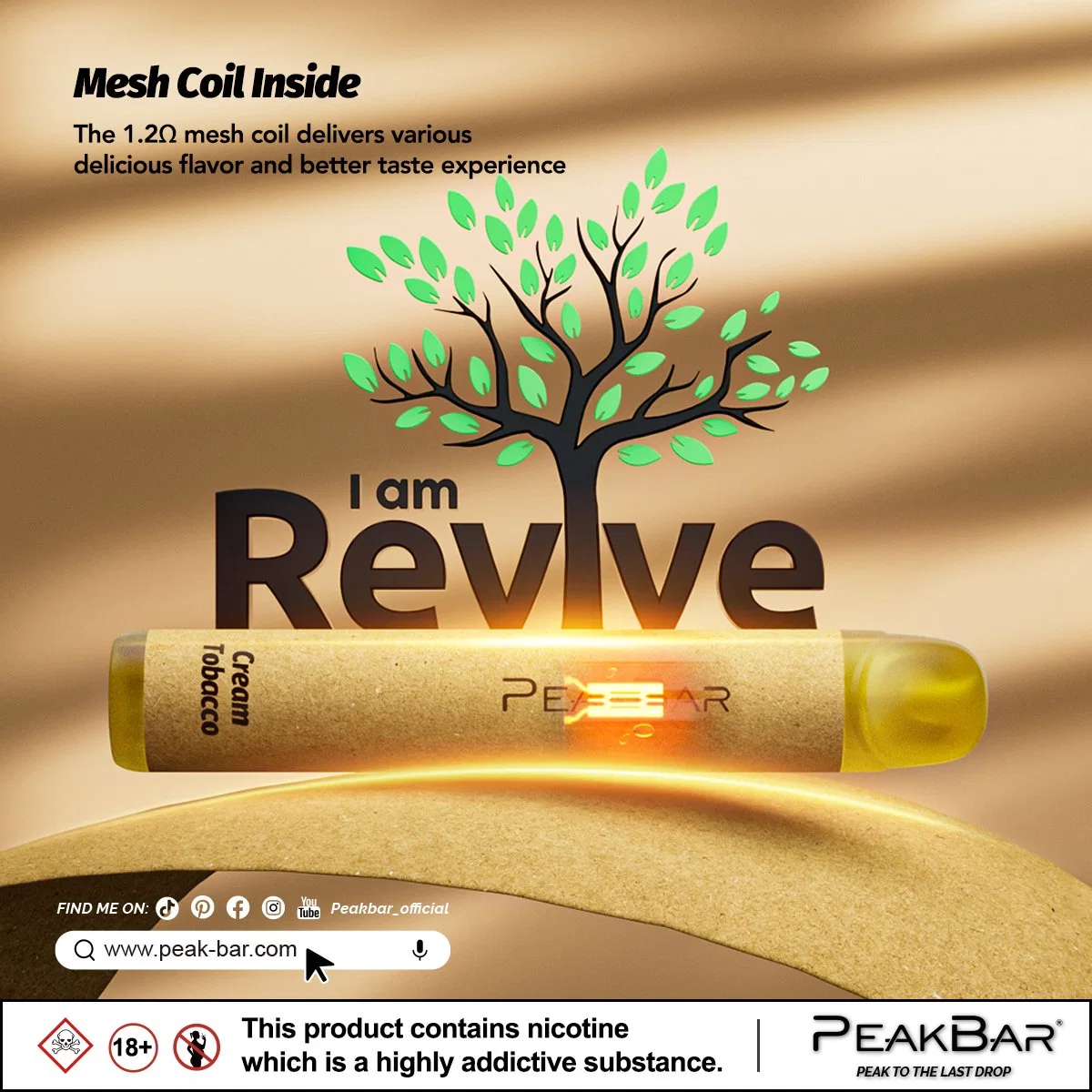 Peakbar Revive Tpd Compliant Modular Design Overall 99% Recyclable Free Vape Pen