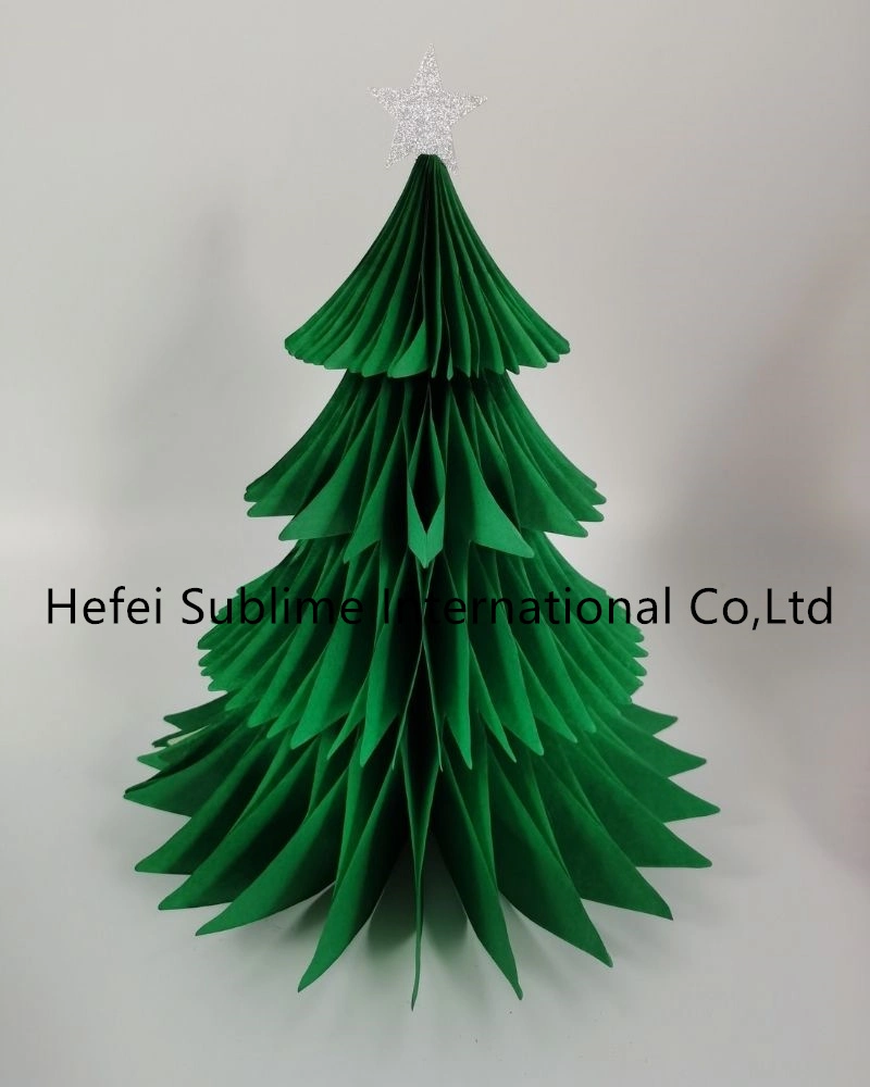 Papier de Noël papier de soie arbres pièce maîtresse de la table Centre de Honeycomb fait main avec Décoration décorative de sapin en forme d'étoile scintillante pour la fête de Noël