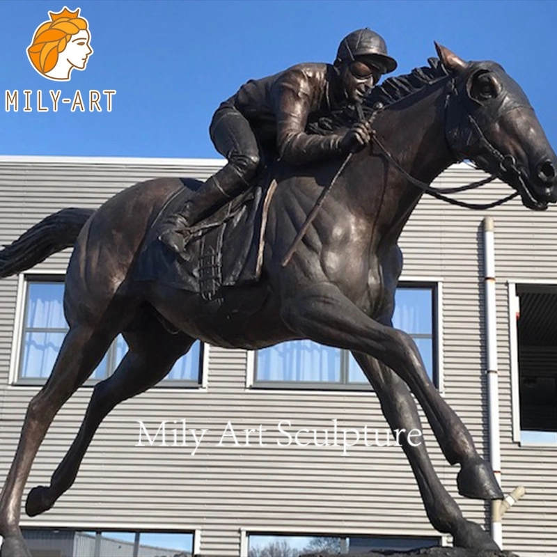 La decoración exterior de la Artesanía de metal Escultura de bronce de Caballos de Carreras de Caballos Equitación estatua de bronce