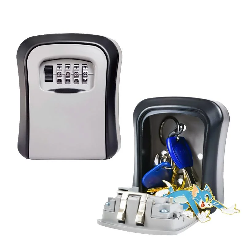 Caja de seguridad montada en la pared con combinación de 4 dígitos para almacenamiento de llaves.