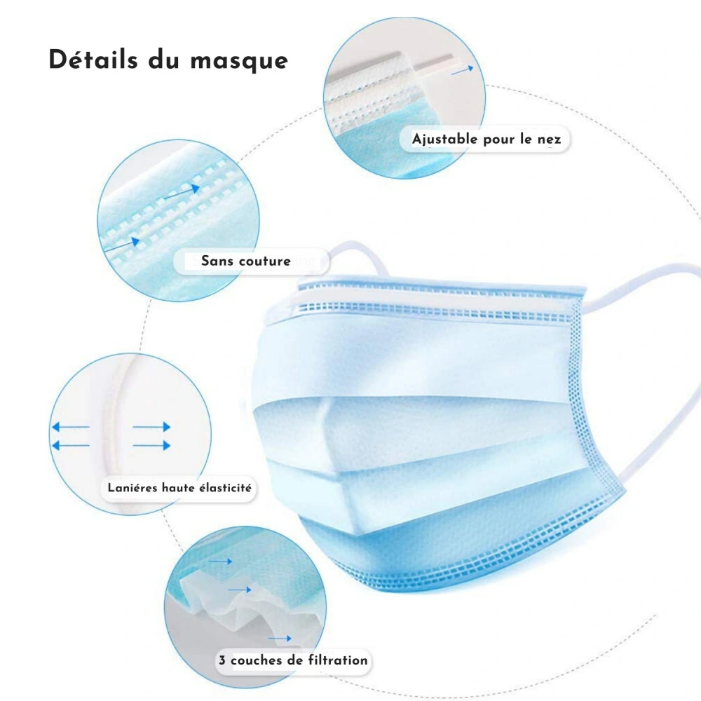 Wholesale Adult Disposable Non-Woven 3 Ply Dustproof Face Mask for Personal Use