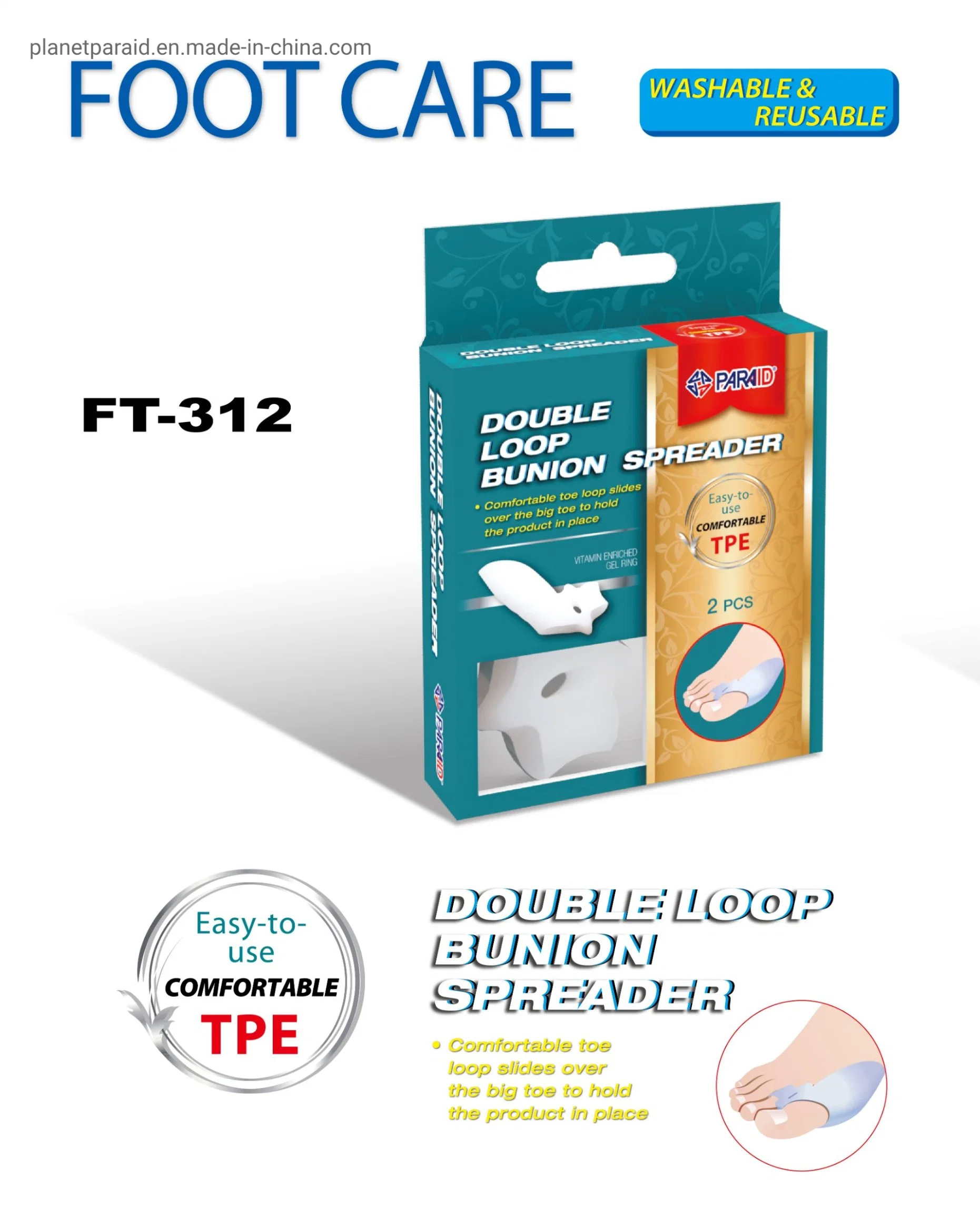 Foot Care Double Loop Bunion Spreader to Loop Slides Over The Big Toe (FT-312)