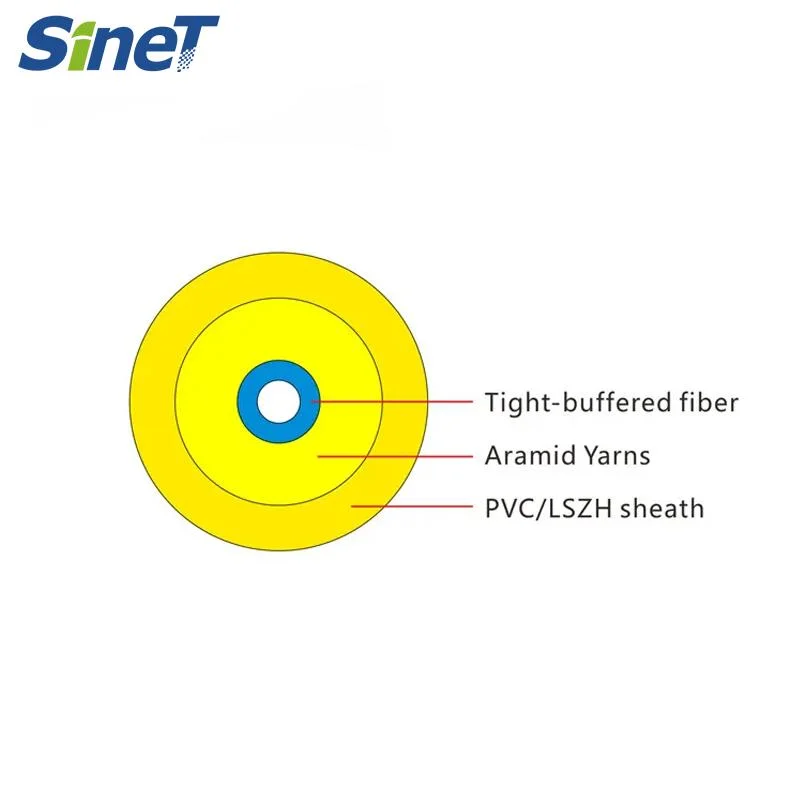 2.0mm 3.0mm Single Mode 1core Yellow Indoor Simplex Fiber Optical Cable