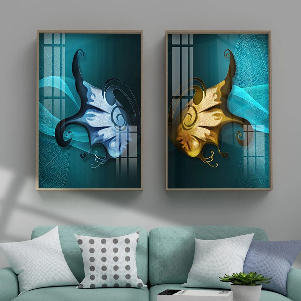 Colorful Butterfly Crystal Porcelain Painting Set Sofa Background Wall Painting