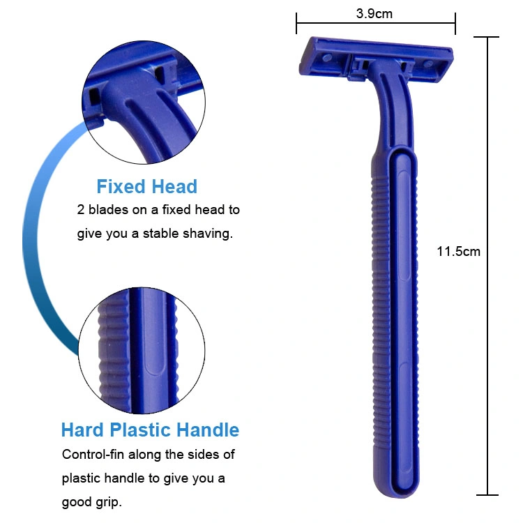 Wholesale/Supplier Price Twin Blade Disposable Razor with Stainless Steel Blade
