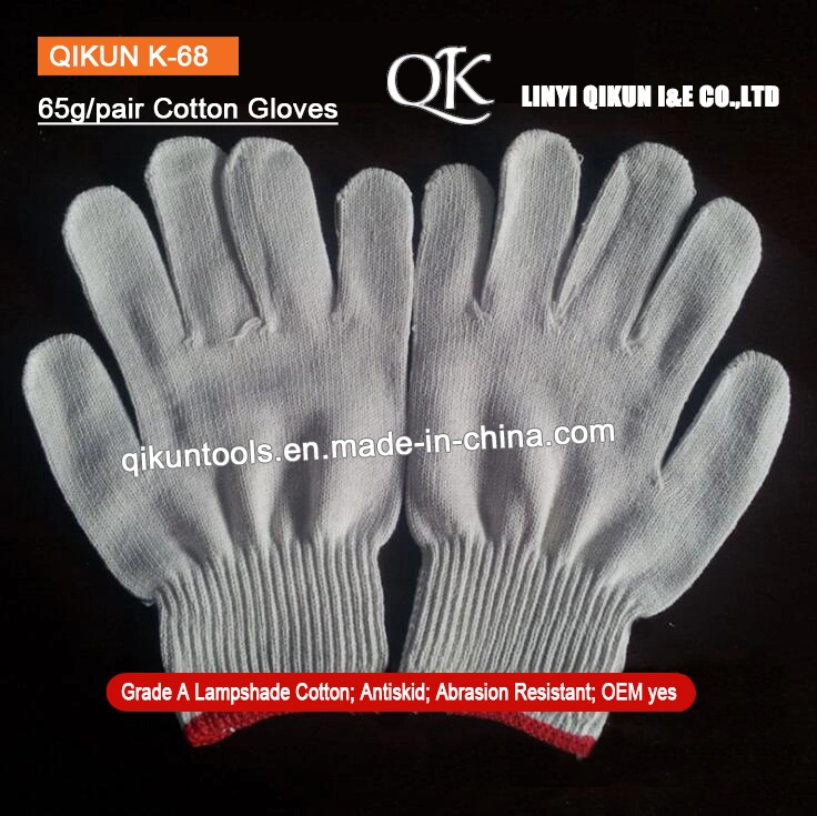 K-65 60g/Pair Knitted Work Labor Protect Safety Cotton Gloves