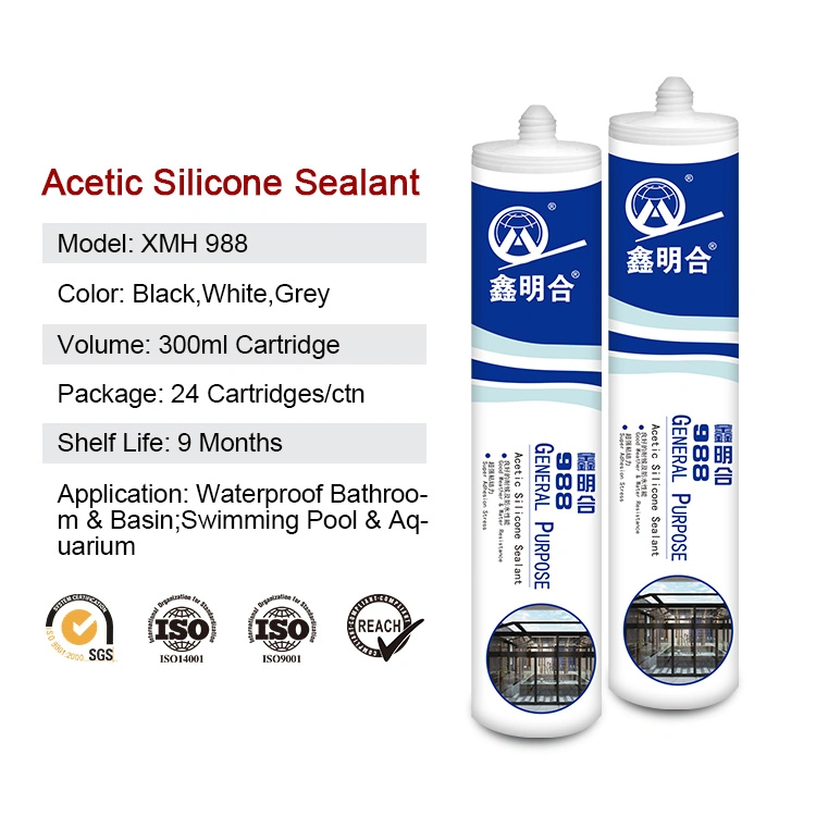 Fast Dry Anti-Fungus All Purpose General Purpose RTV Gp Acetic Acid Acetate Aquarium Swimming Pool Tile Transparent Silicone Sealant Adhesive White for Glass