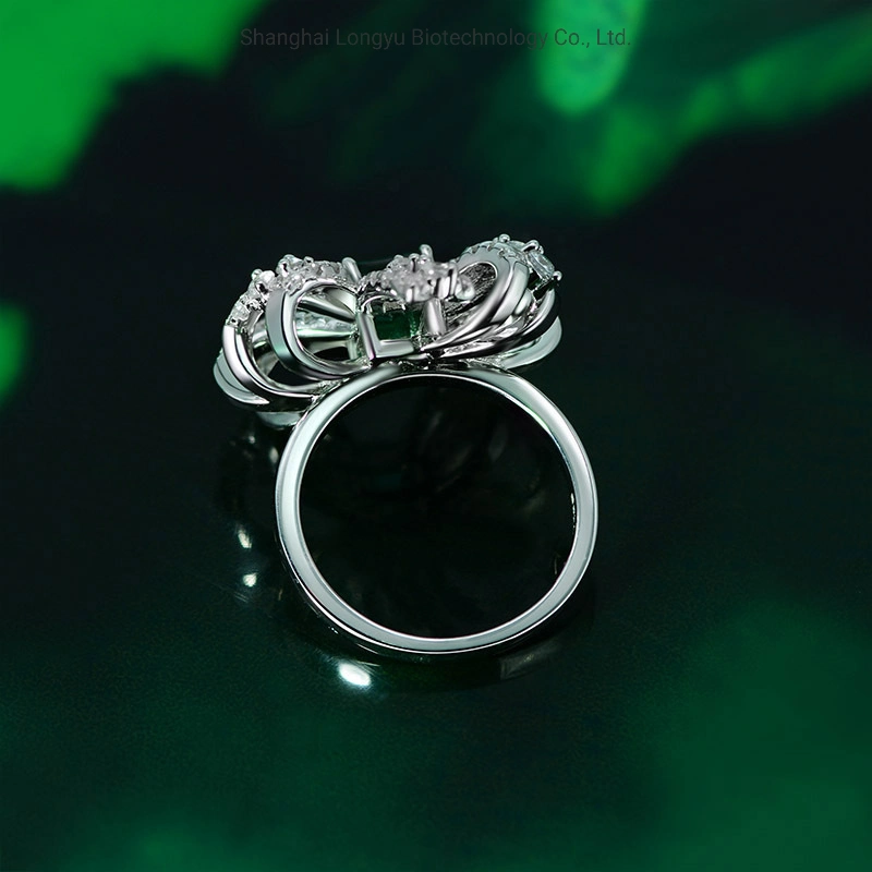 Bow Ring Female 925 Sterling Silver Finger Ring Artificially Inlaid with Artificial Diamonds to Cultivate Emerald Classic Female Jewellery