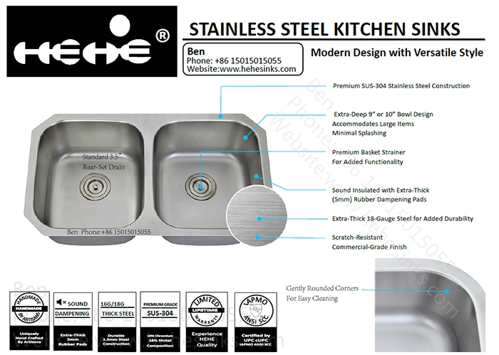 Kitchen Sink, Stainless Steel Sink with Cupc Certified