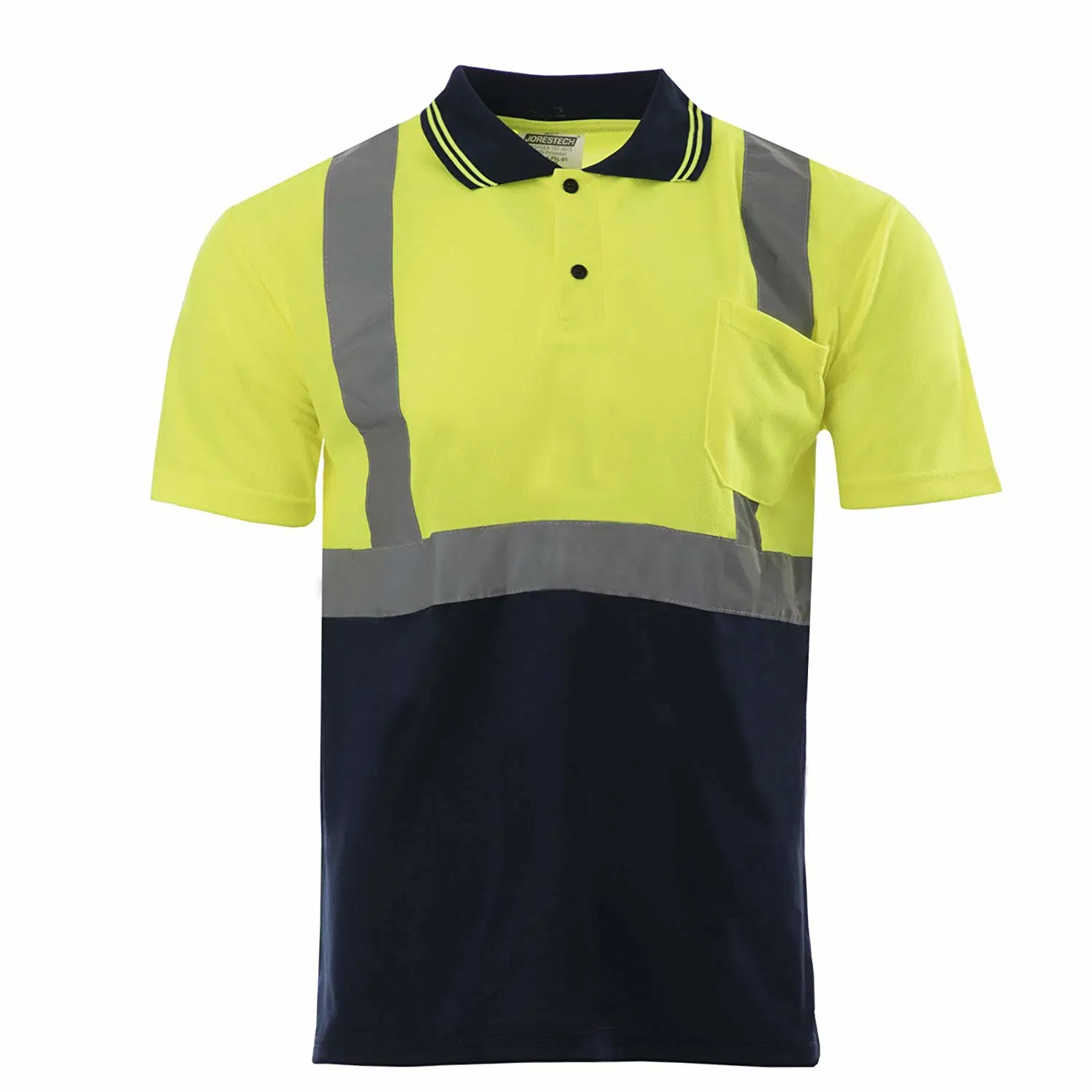 Hi Vis Safety Reflective Tape Button Down Short Sleeve Polo Workwear