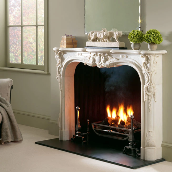 Beijing Royal White Marble Classic Carving Traditional Fireplace