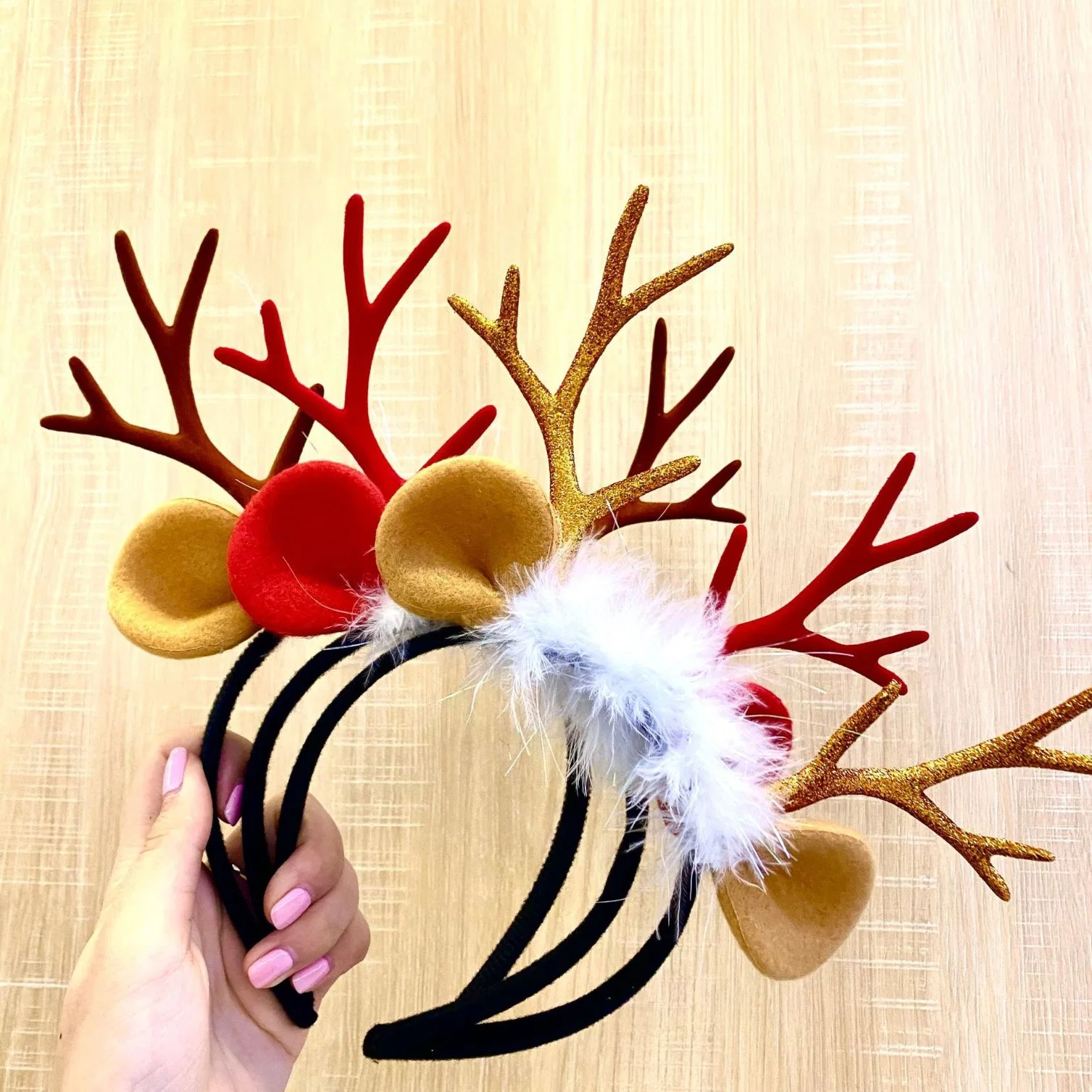 Europe and The United States Department of Colorful Christmas Models Creative Cartoon Antler Simulation Flower Decoration Women's Cute Hair Band