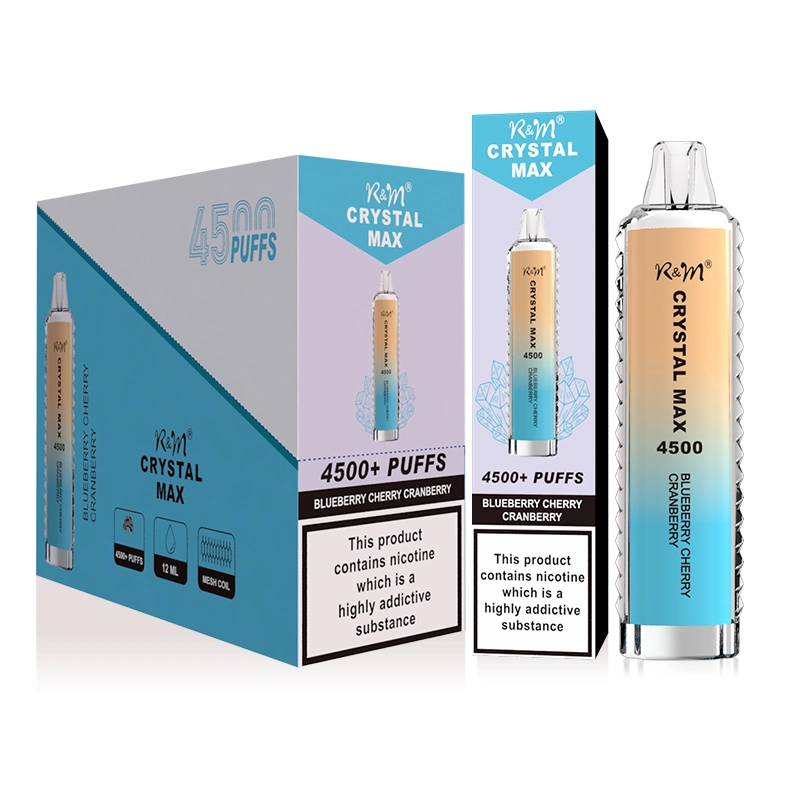 UK Großhandel/Lieferantspreis Mesh Coil Vape Juice 4500 Puffs R&amp;M Crystal Max Einweg Vape E Zigarette