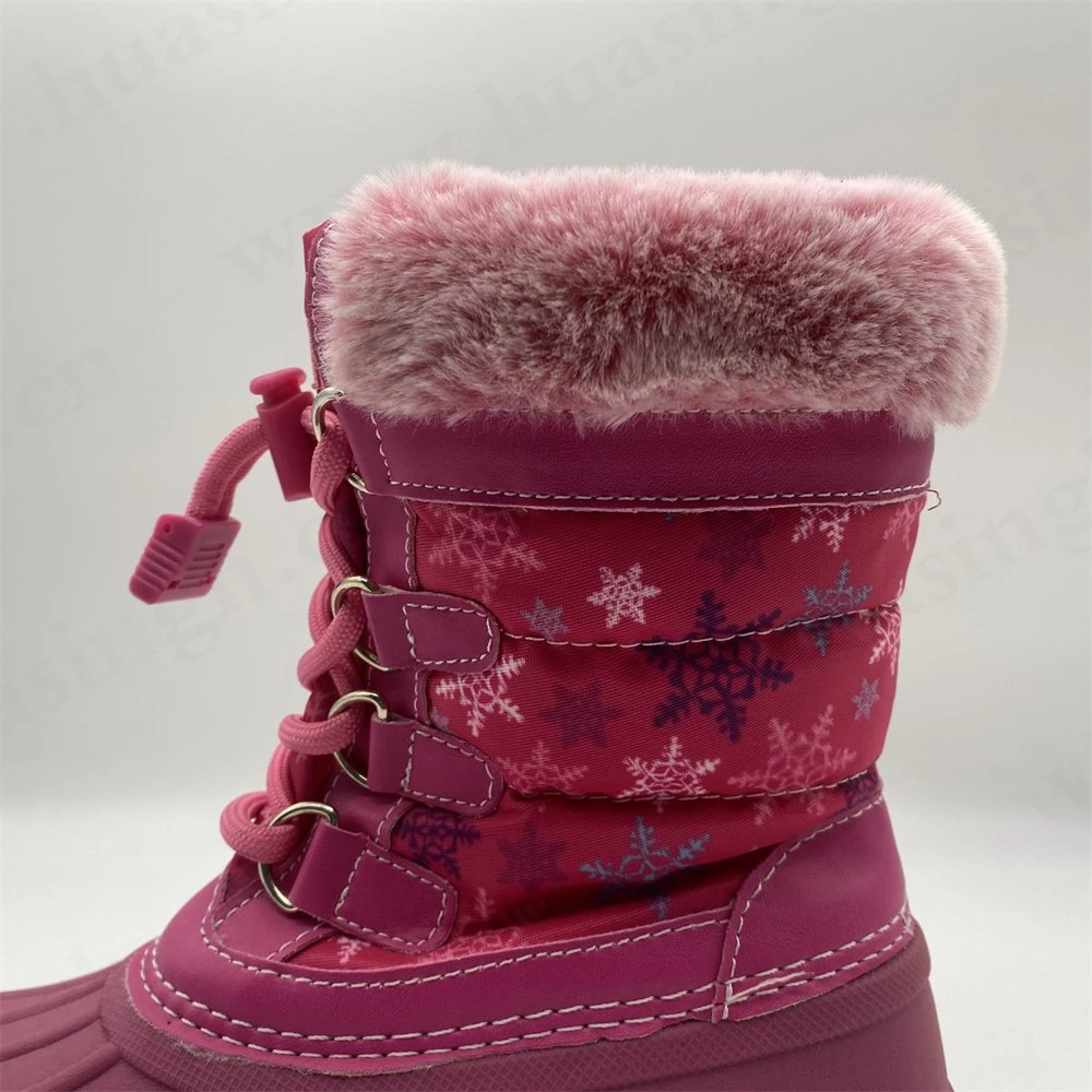 Lxg, lujosos apretando la boca de invierno botas de niños de diseño resistente al agua fuerte agarre suela TPR Pato Color rosa Mujer/Dama Inicio Hsk001