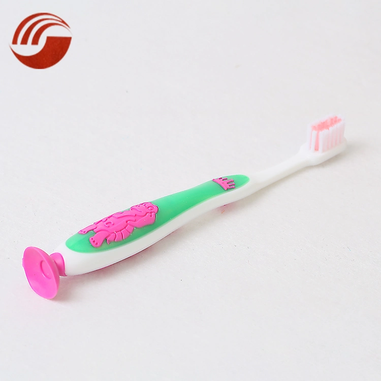 Biodegradable Material Animal Shape Child Toothbrush with Sucker