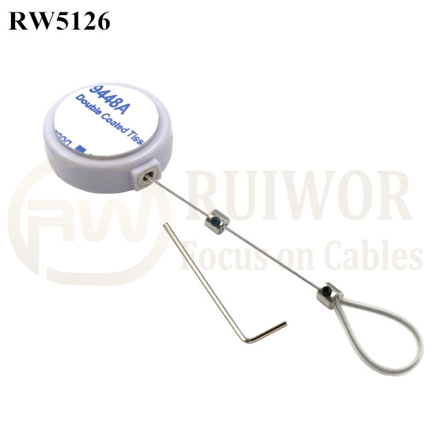 RW5126 Round Mini Anti Lost Recoiler Plus Adjustable Stainless Steel Wire Loop Coated Silicone Hose