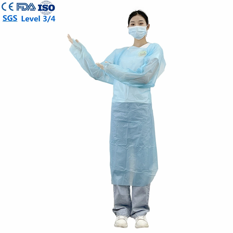 Factory Price En13795 Disposable Blue CPE Surgical Gown