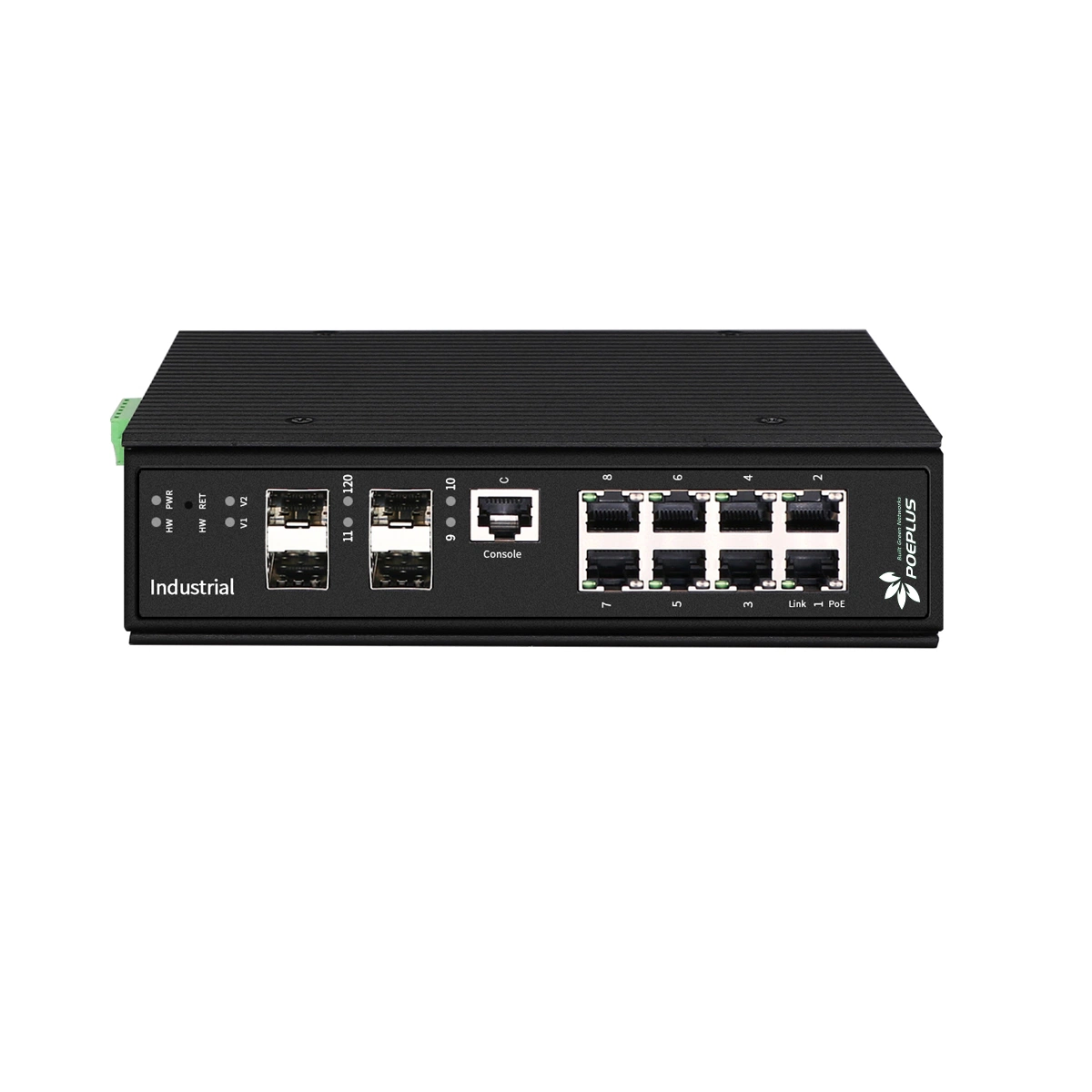 PoE industrial de 8 g com switch SFP e PoE gerenciado de 4* 10 g.