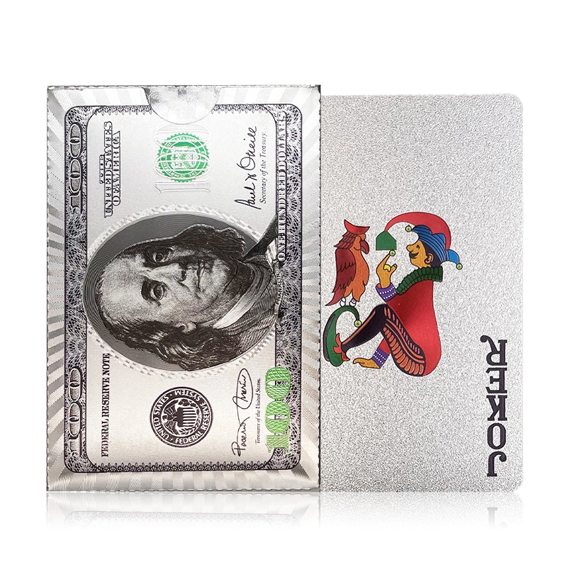 Wholesale/Supplier Direct Sale Custom USA Dollars Silver Foil Playing Card