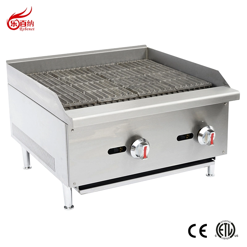 Kitchen Equipment Commercial 24" Gas BBQ Lava Rock Char Radiant Broiler Grill in Stainless Steel (GCB-24)