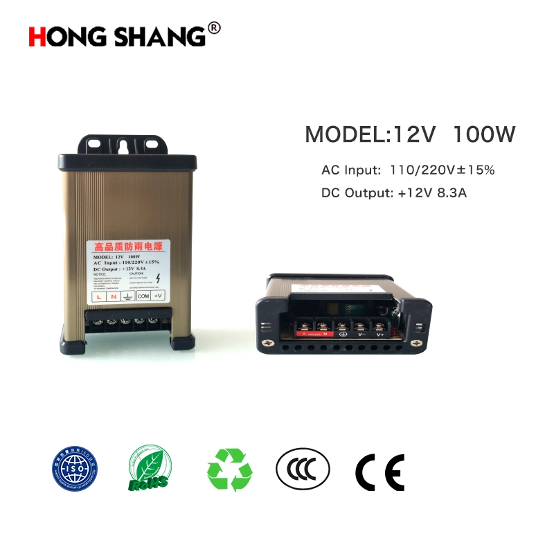 12-24V Adapter 100W Rainproof Light-Emitting Word Variable Voltage Switching Power Supply