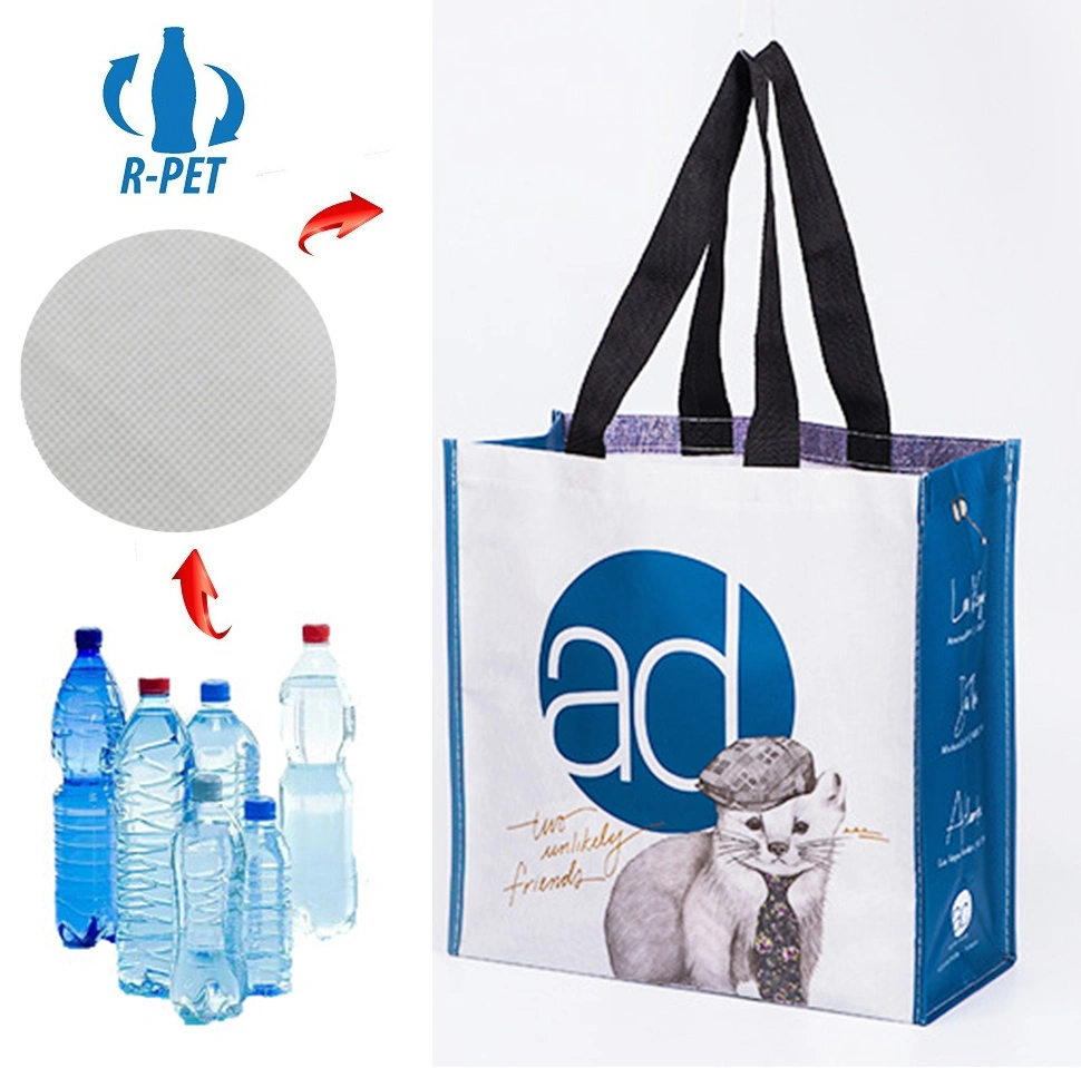 Personalizar Eco-Friendly Fabric RPET reutilizáveis de PP Non-Woven Sacola de Compras Sacos