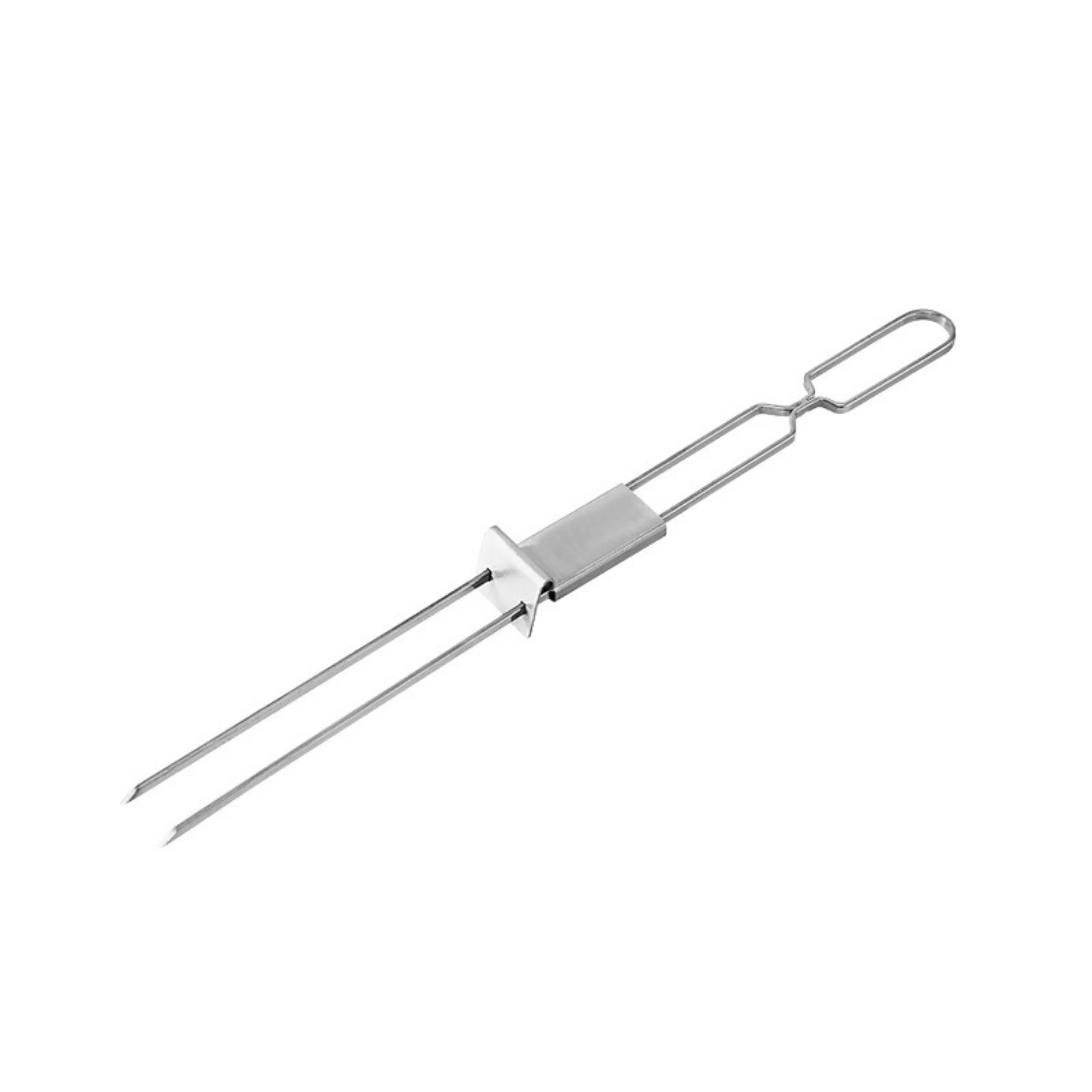 Skewers for Grilling-Long Double Pronged BBQ Skewers with Push Bar